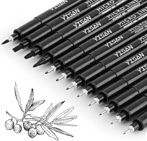 YISAN Schwarz Filzstifte Set für Künstler: Wasserfeste Tuschen & Fineliner - Illustrieren, Skizzieren, Technisches Zeich