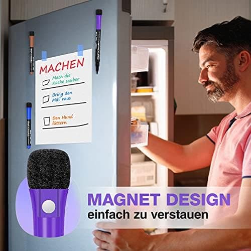 Whiteboard Marker 12 Farbe + Schwamm Magnete + Lehrer Zubehör + Schule Zuhause Büro + Abwischbare Stifte + Magnettafel