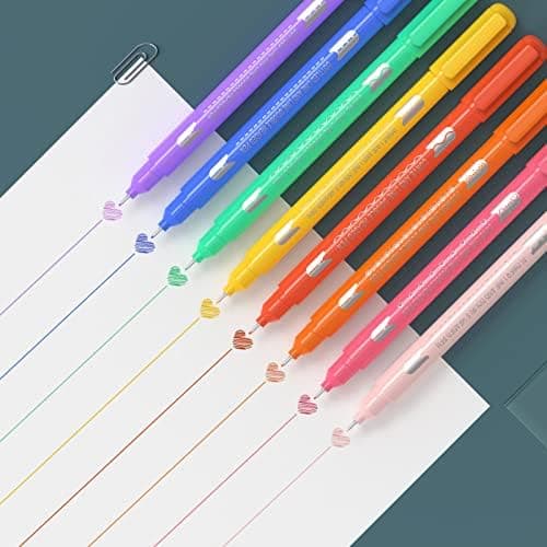 AECHY 12er Set Textmarker für Kreative, Studierende und Kinder - 10 Muster, 12 Farben, feine Linien und Highlighter - Ge