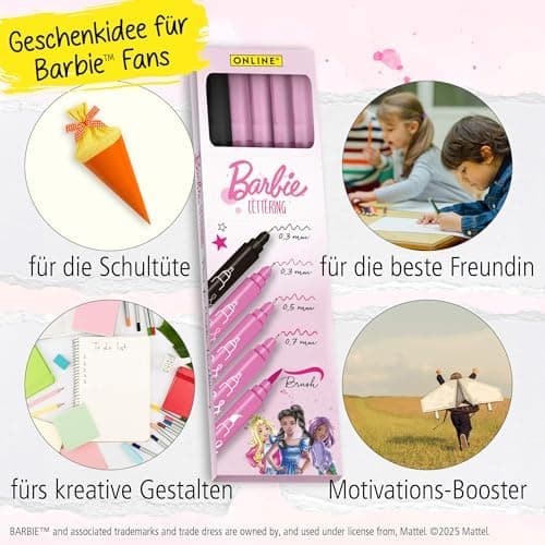 Online 5x Fineliner Schwarz wasserbeständig | mit Brush Pen und Kalligrafie-Spitze | Black Handlettering-Set | Tuschesti