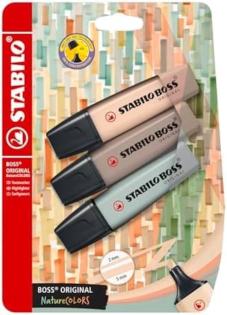 STABILO Textmarker BOSS ORIGINAL NatureCOLORS - 6er Pack - Farbige Markierer für Künstler und Designern - Dickes Marker