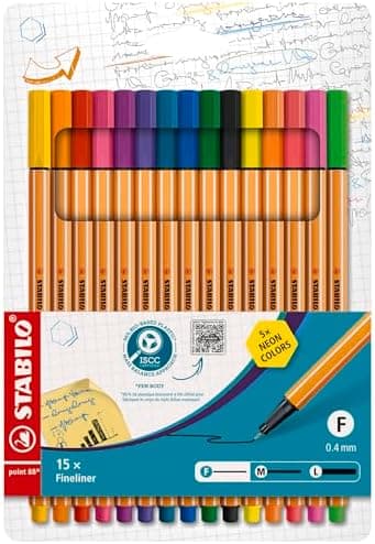 STABILO Fineliner point 88-15er Pack Standardfarben für Schüle und Büro