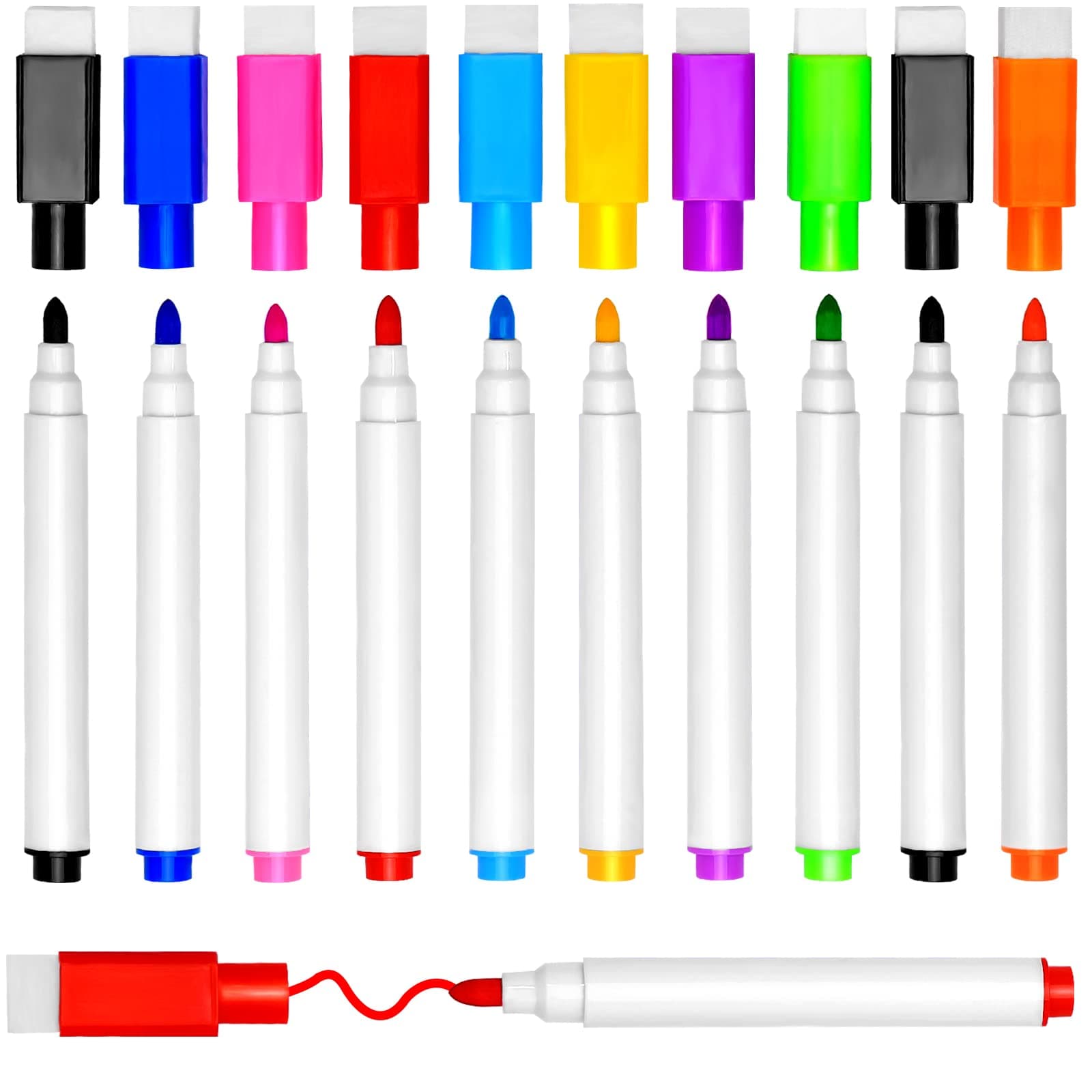 10 Stück Whiteboard Stifte, 9 Farben Magnetic Trockensystem Abwischbare Marker für Büro und Schule
| 10 Stück Whiteboar