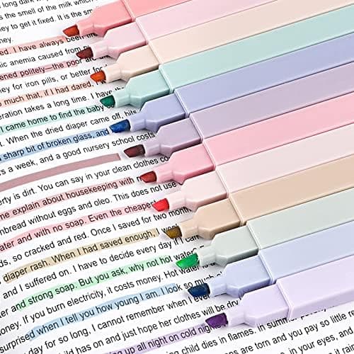 Pastell Textmarker Set für Tagebuch und Notizbuch - Aesthetic Marker Stifte 12 Stück Highlighter Pen
| Pastell Highligh