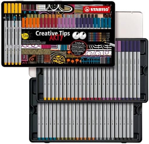 STABILO Multi-Liner-Set für Künstler - Creative Tips - ARTY - 5er Pack - Schwarz