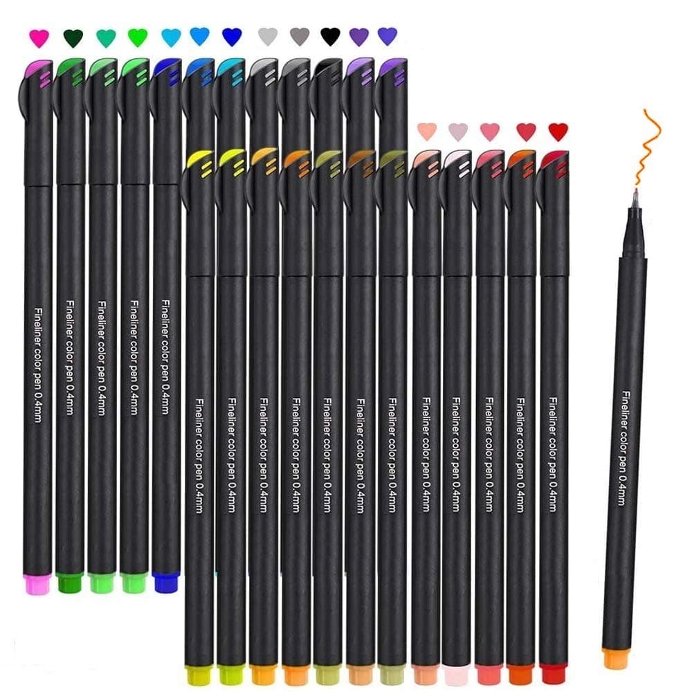 Finer Fineliner Stifte Beupro 24 Farben — Precision-Line Set 0,4mm, ideal für Kalligraphie, Design, Malerei und Comics f