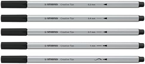STABILO Multi-Liner-Set für Künstler - Creative Tips - ARTY - 5er Pack - Schwarz