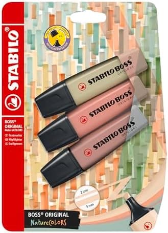 STABILO Textmarker BOSS ORIGINAL NatureCOLORS - 6er Pack - Farbige Markierer für Künstler und Designern - Dickes Marker