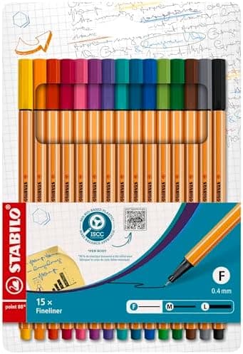 STABILO Fineliner point 88-15er Pack Standardfarben für Schüle und Büro