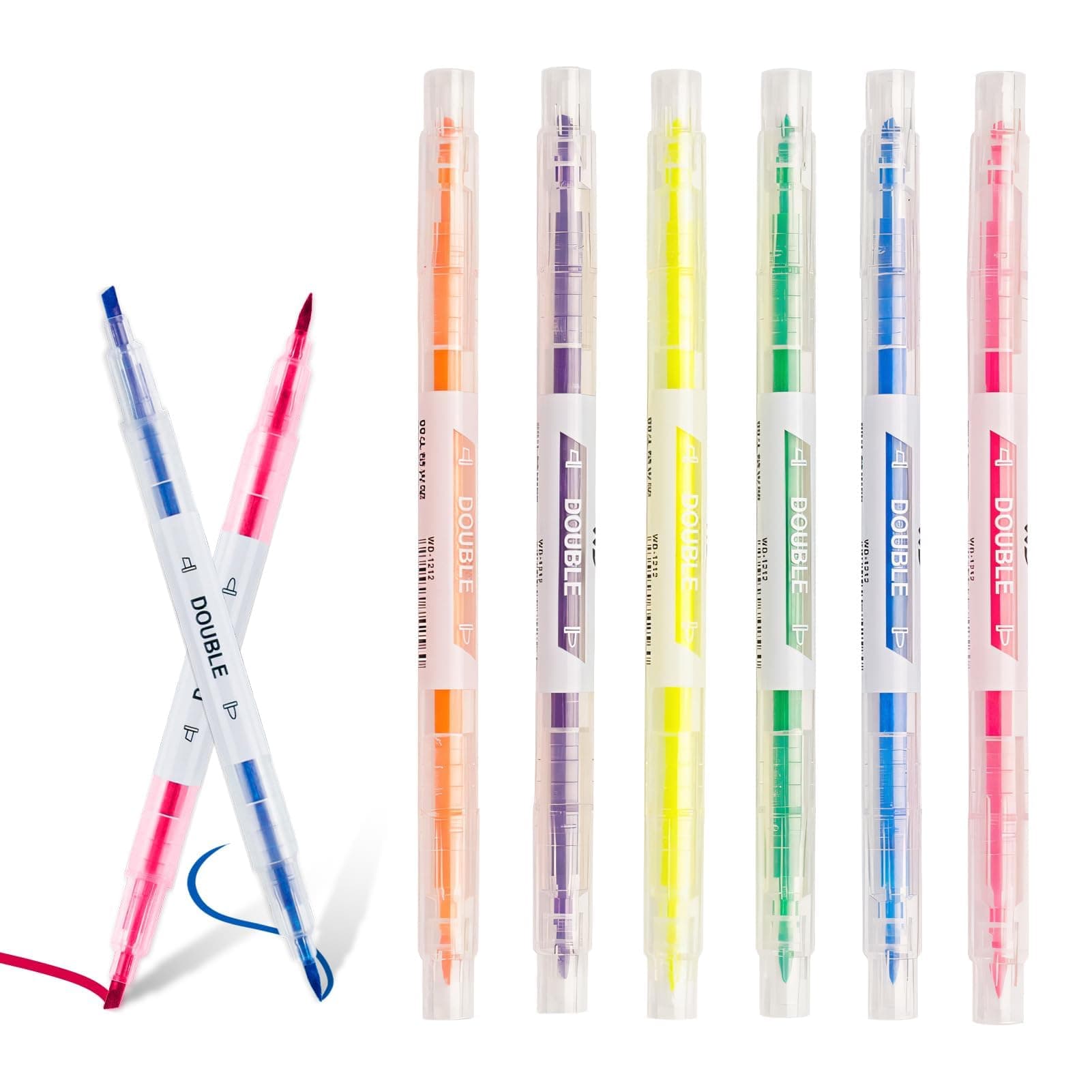 6 PCS Dual Tips Textmarker für Hervorheben in der Schule und im Büro
| Doppelseitige Textmarker Stifte für Tagebücher u