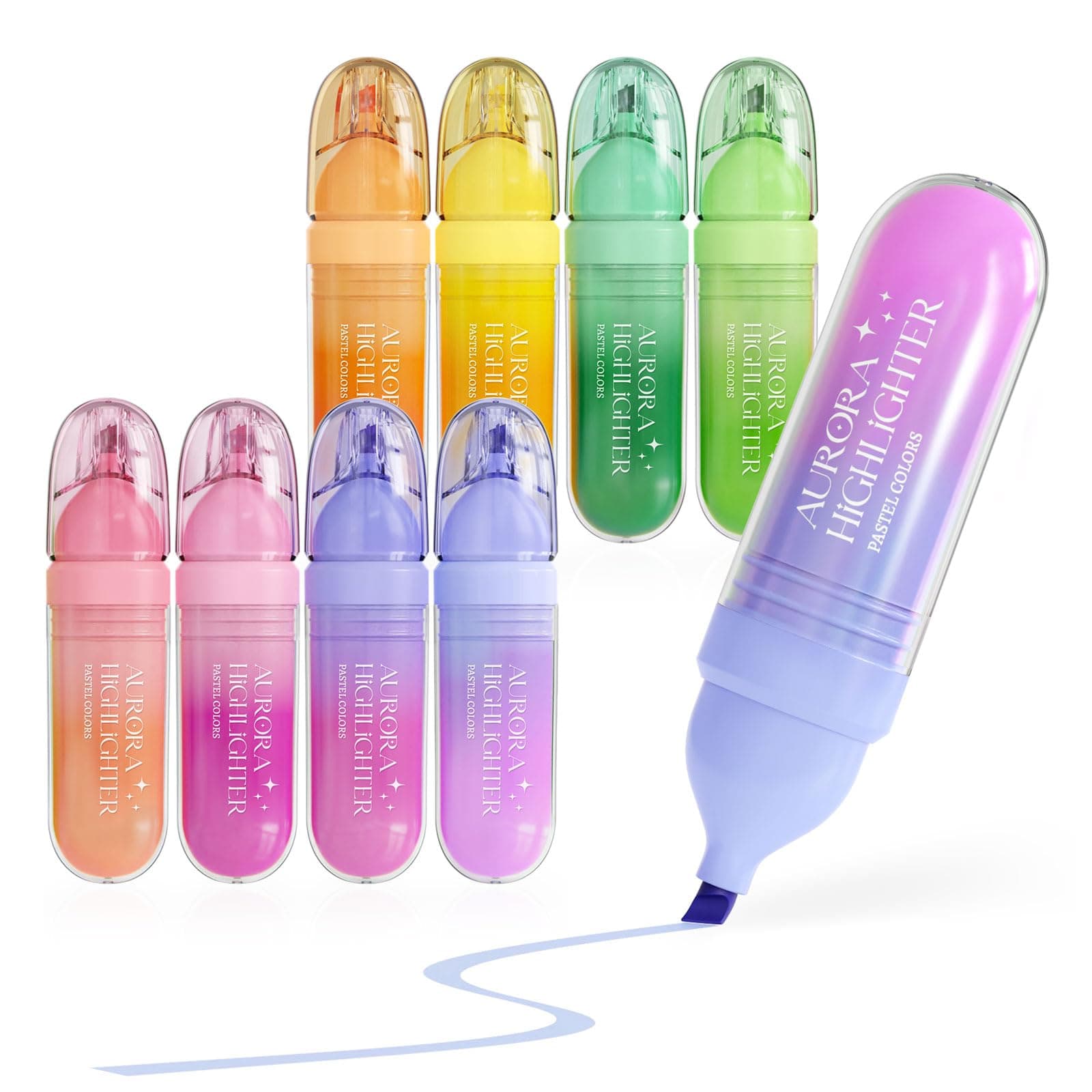 Four Candies 8PCS schnelles Trocknen süße Pastell-Textmarker-Set, weiche Keilspitze, ideal für Bibeltextmarker, kein Aus