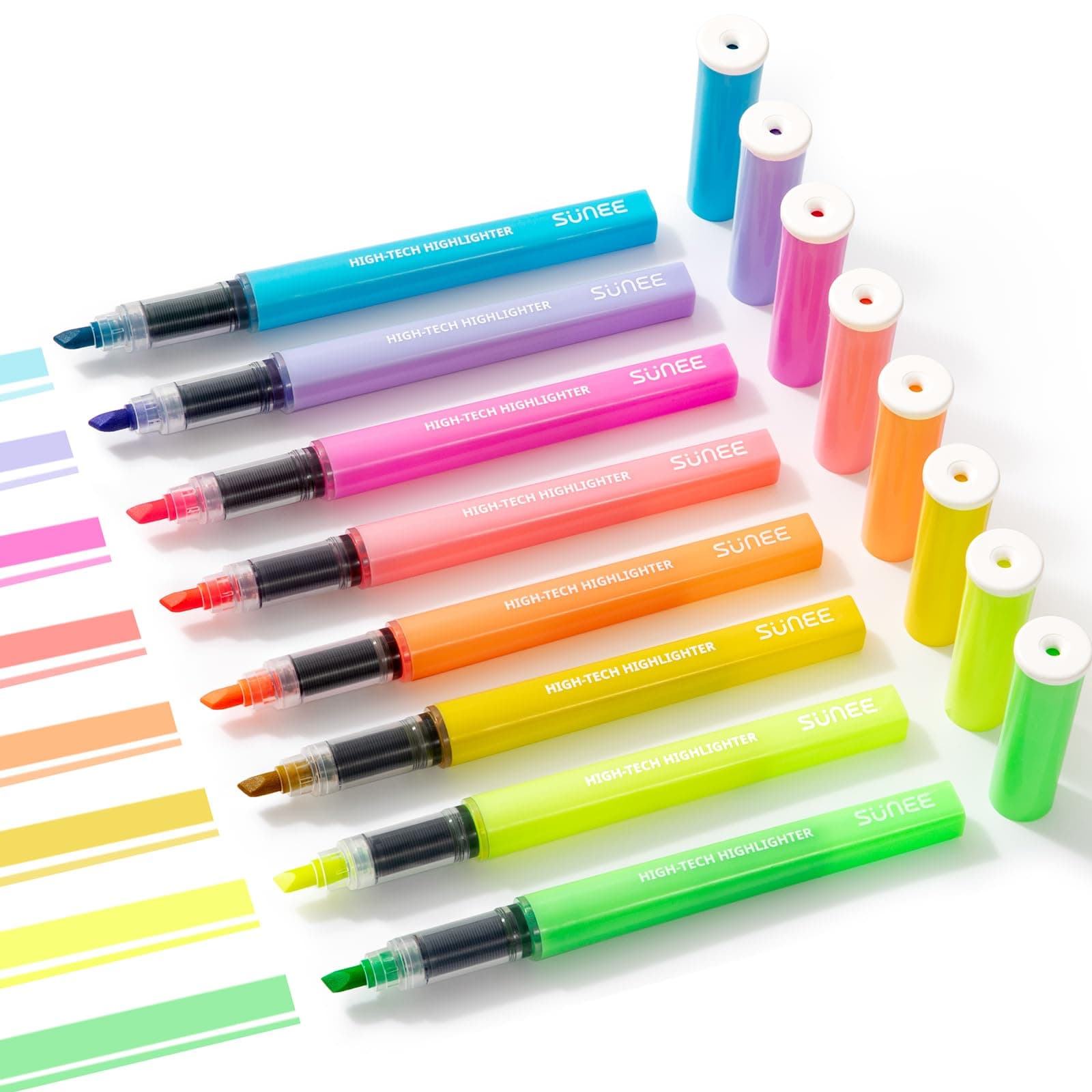 SUNEE Highlighter Pen mit Keilspitze, Bibel Textmarker Set in 8 Farben für Bibel-Leser und Notiznehmer droitside