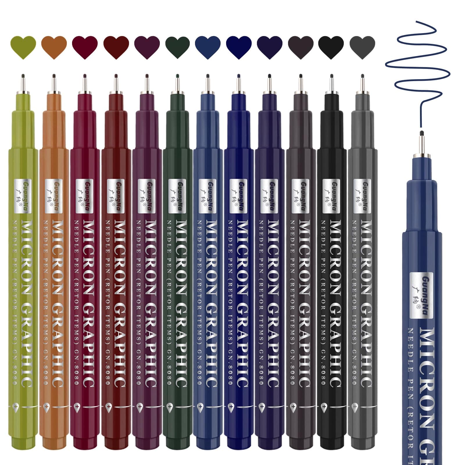 Funnasting 12 Farben Retro Feinliner Set 0.5mm für Handlettering und Zeichnen Art Supplies