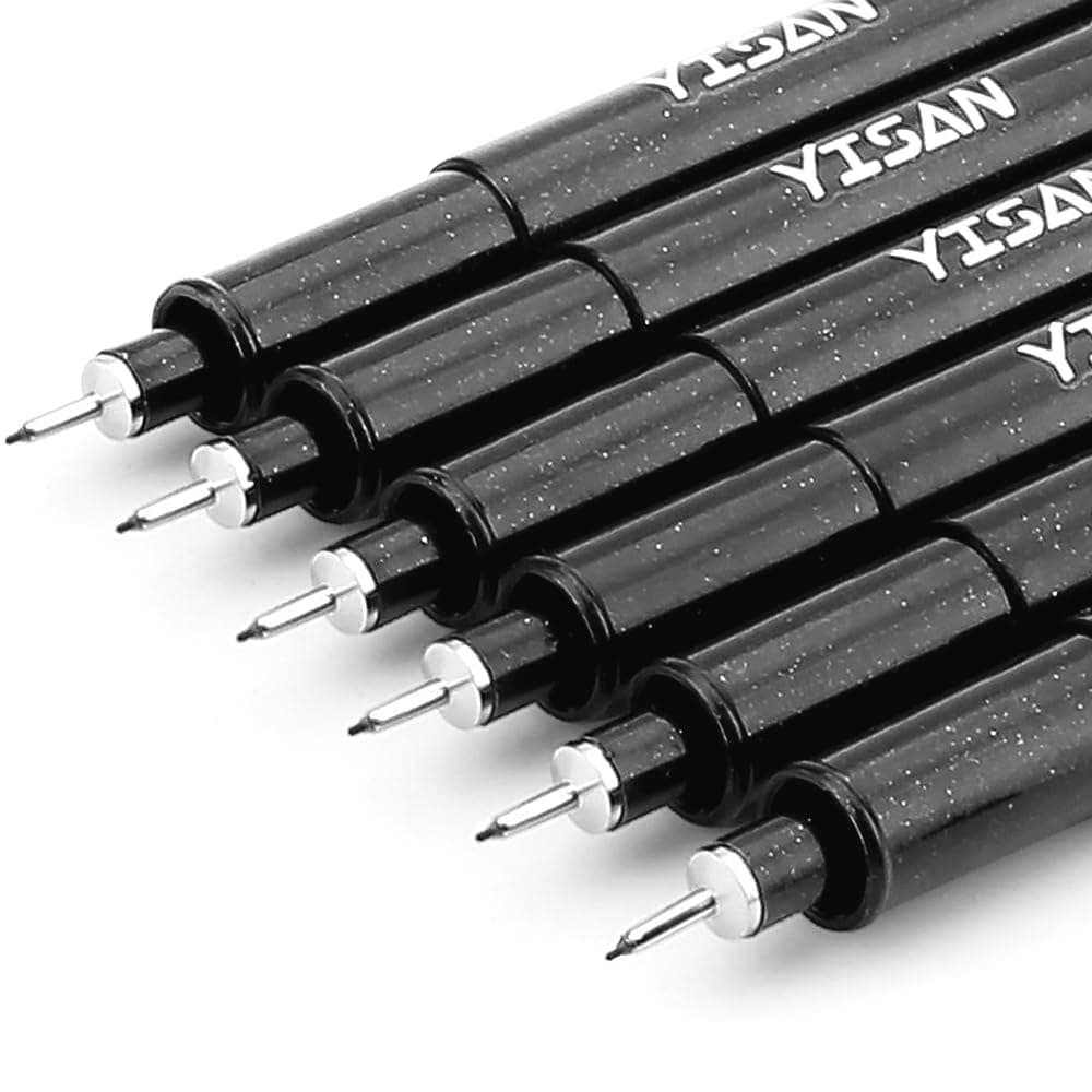 YISAN Fineliner Schwarz Set für Künstler - Pigment Liner Stifte mit 0,1mm Spitze - Set von 6 Stück
| YISAN Tuschestift