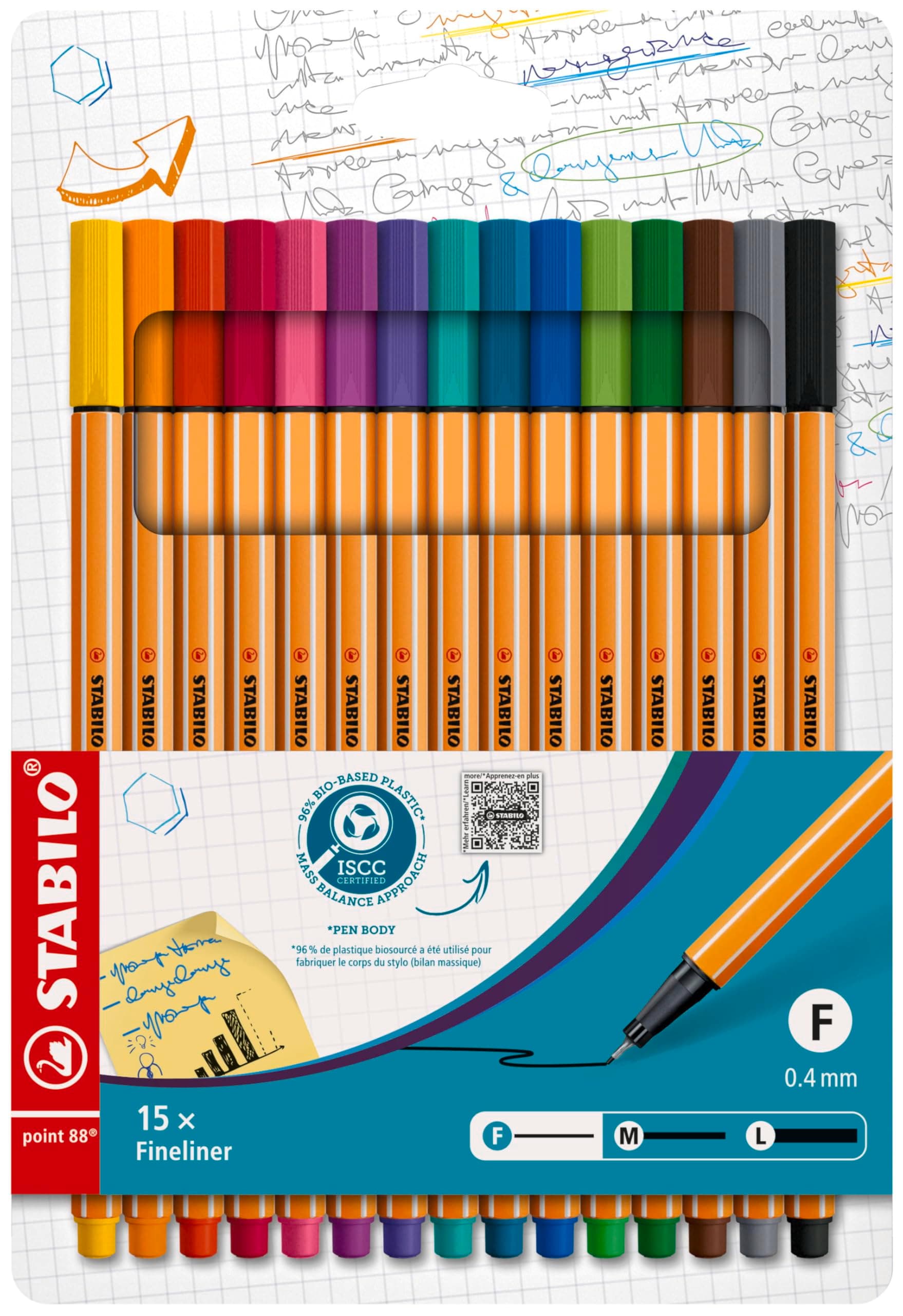 STABILO Fineliner point 88-15er Pack Standardfarben für Schüle und Büro